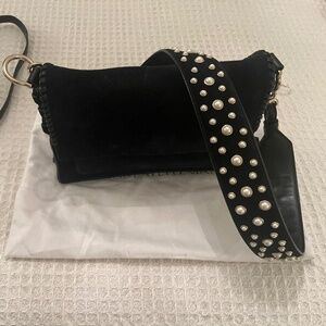 Stuart weitzman black suede crossbody purse